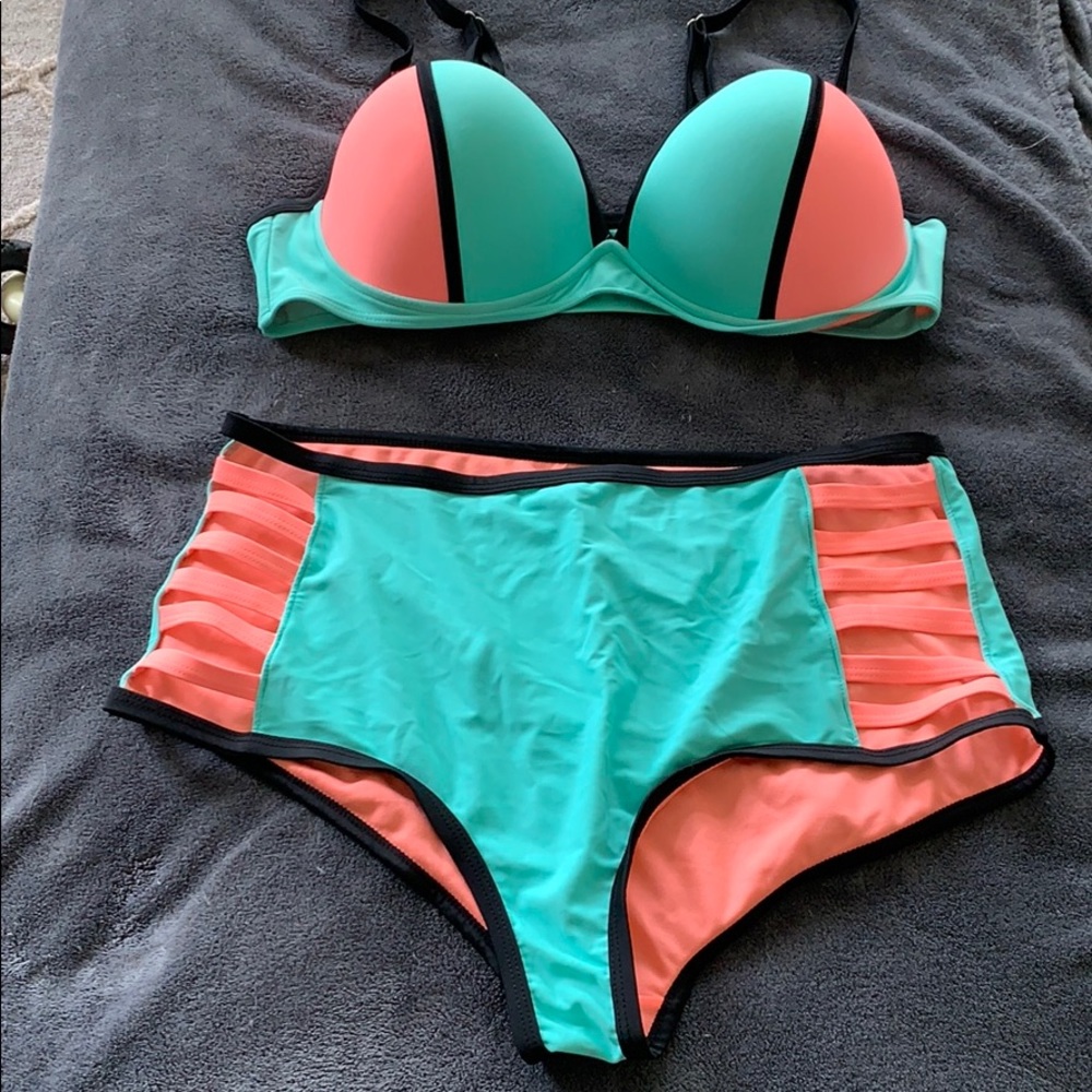 Pink and mint swimsuit